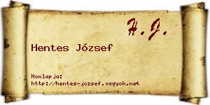 Hentes József névjegykártya